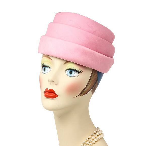 Vintage Pink Tiered Flower Pot Hat with Veil Net 4.5" High – Hey Viv! - Picture 7 of 8